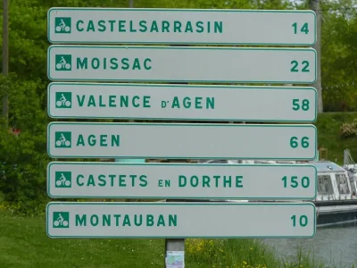 quelques villes traversées par la voie verte du canal latéral à la Garonne