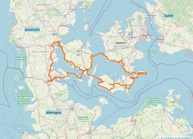 Carte de l'itinéraire n°8 Østersøruten Carte de l'itinéraire n°8 Østersøruten